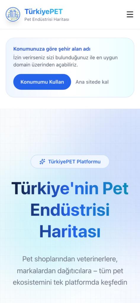 TürkiyePET ana sayfasının telefon görünümü.