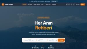 Ana sayfanın üst bölümünde marka, menü, arama kutusu ve platform sayaçları