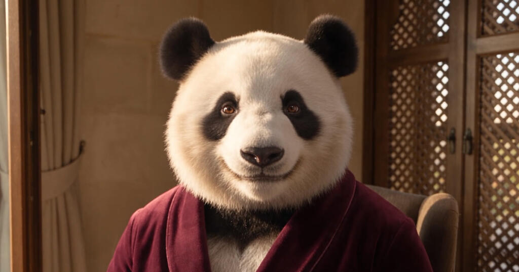 Kaleiçi manzaralı odada bordo sabahlıklı bilge panda